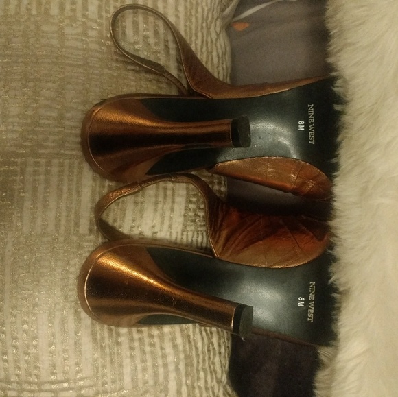 Copper pointed toe sling backs - Picture 3 of 6